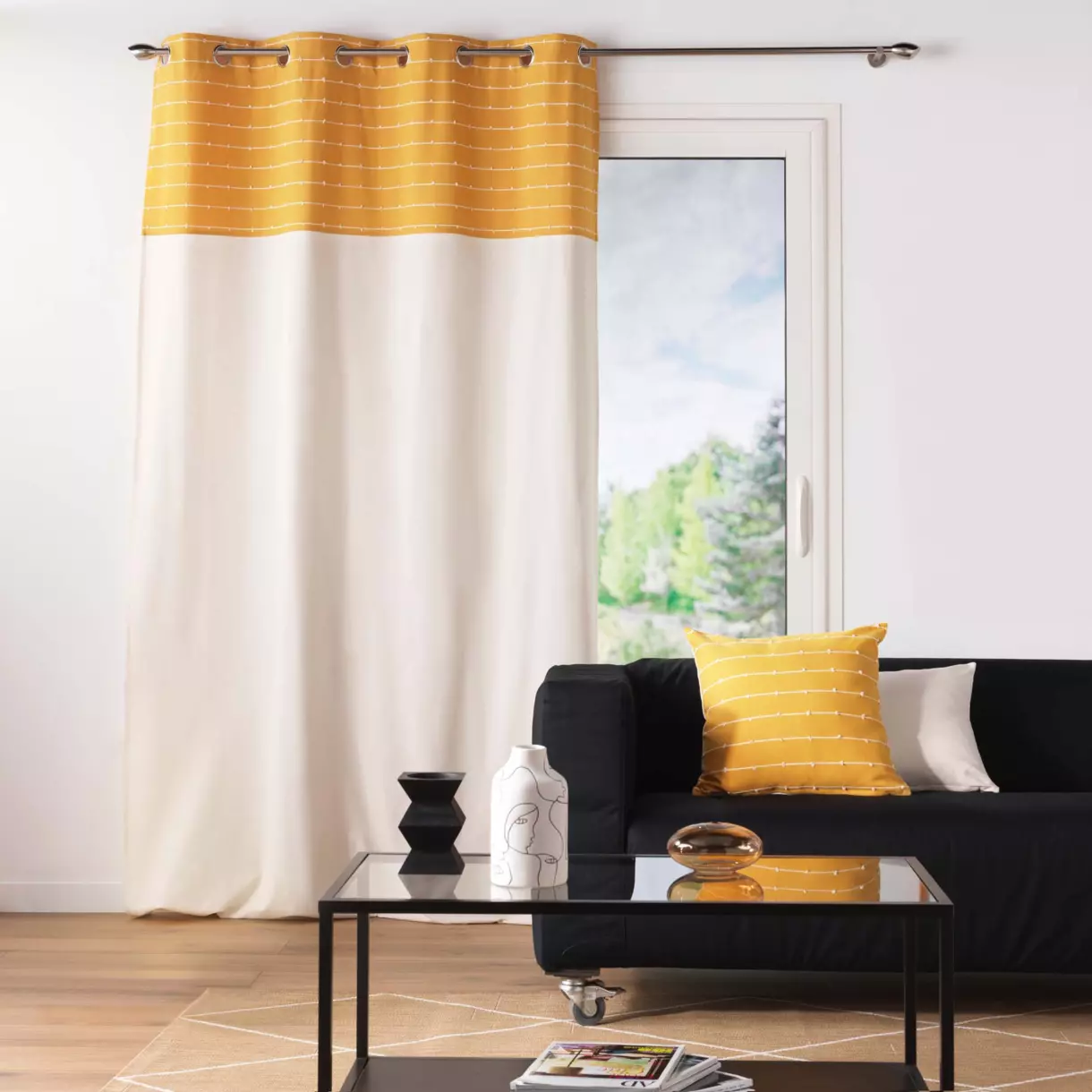 Cortina algodón reciclado (140 x 240 cm) Linechic Amarillo