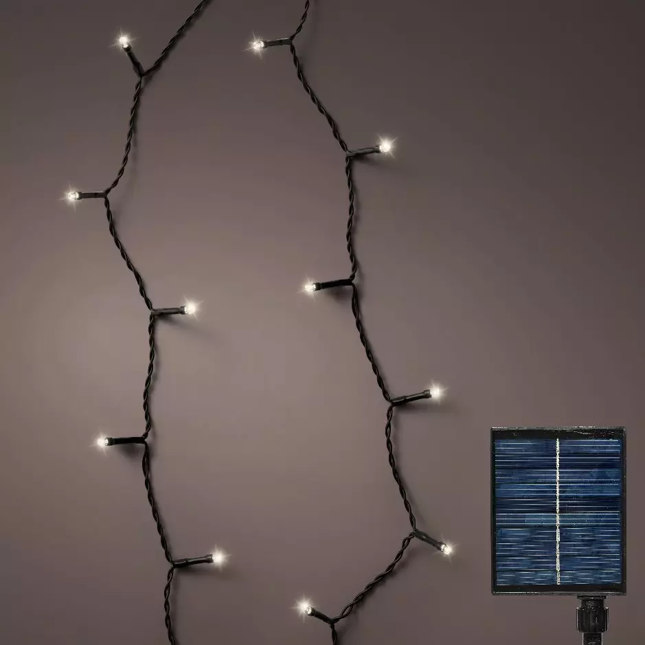 eminza Guirlande lumineuse Solaire 27 m 360 LED câble noir Rechargeable Blanc chaud