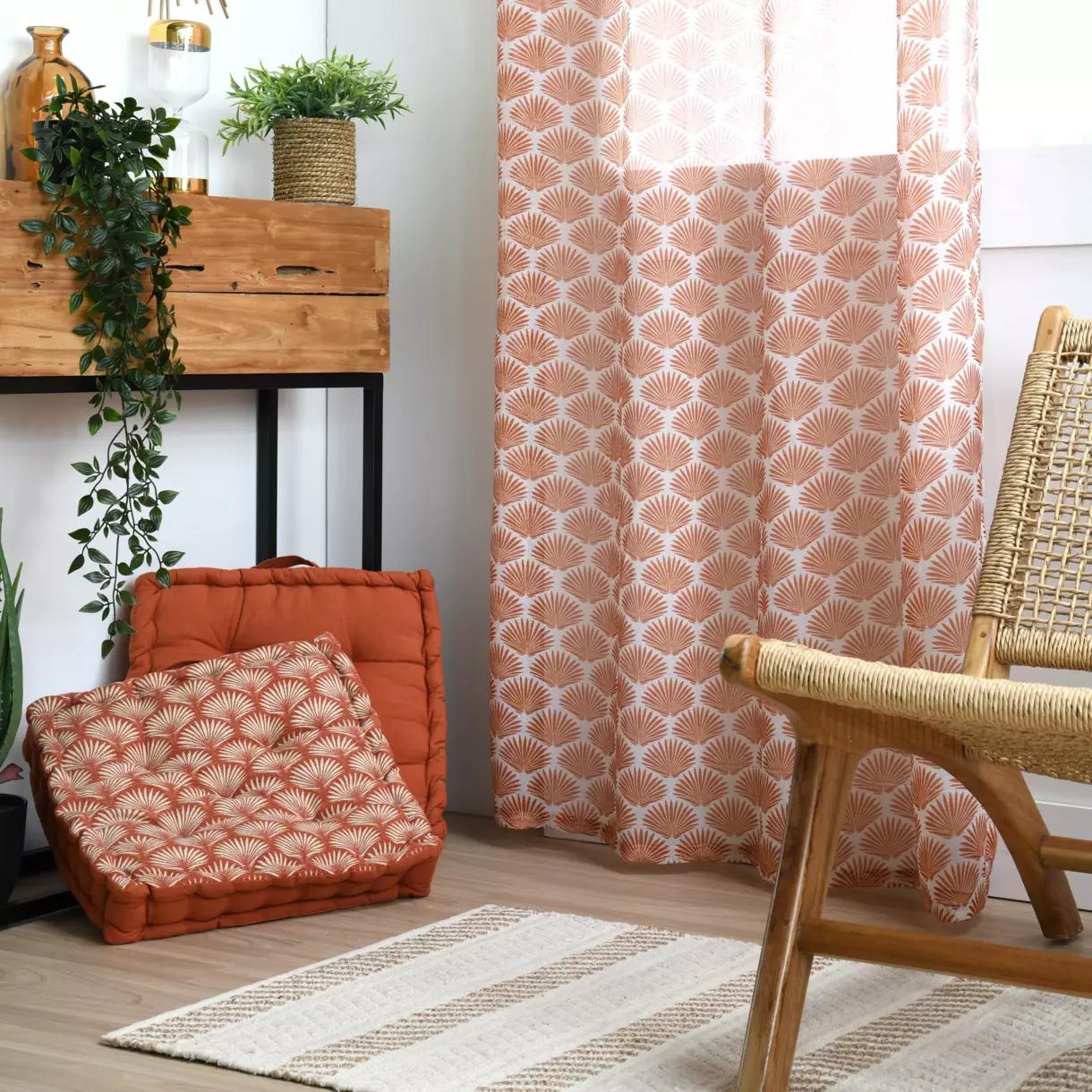 Voilage (140 x 260 cm) Greenmood Terracotta 1