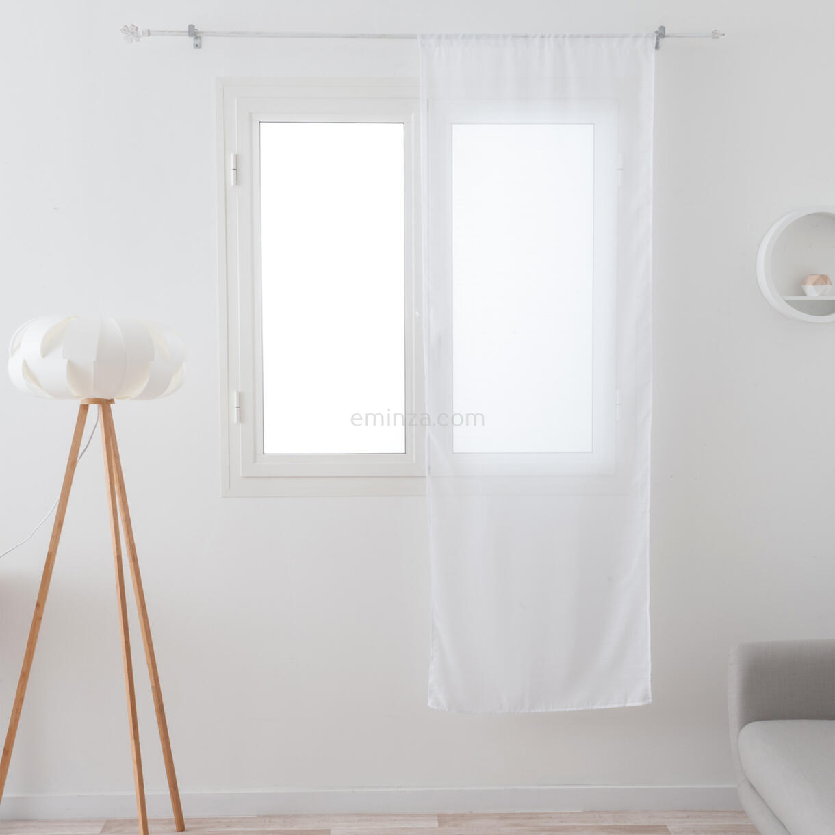 Visillo para ventana (70 x 200 cm) Etamine Blanco escarchado 1