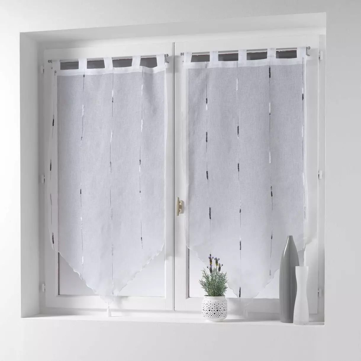 Paire de voilages (60 x 120 cm) Chenilla Gris 1
