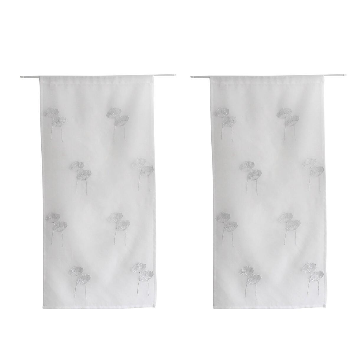 Coppia di tende trasparenti ricamate (60 x 160 cm) Cosmos Bianco 1