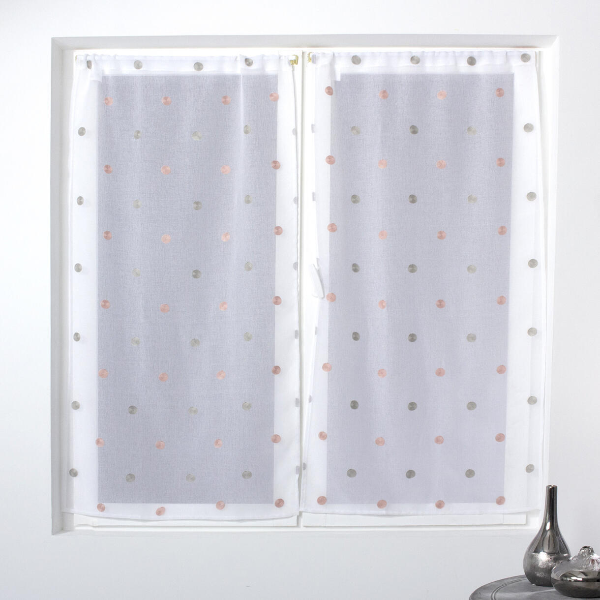 Coppia di tende trasparenti (60 x 90 cm) Smarties Grigio 1