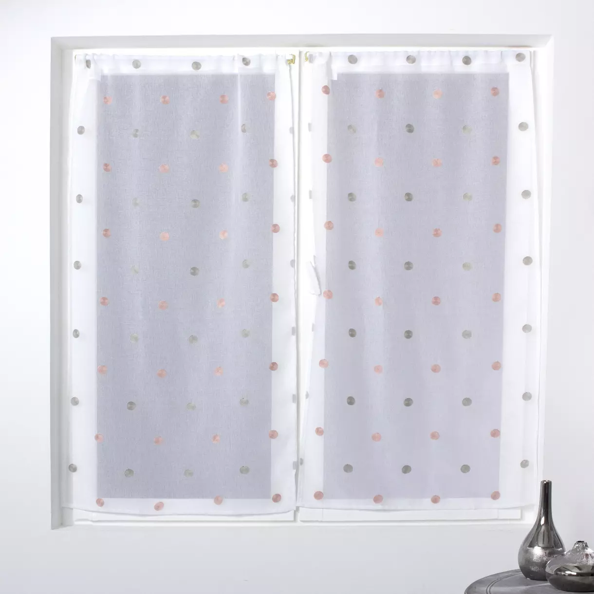 Par de visillos (60 x 90 cm) Smarties Gris 1