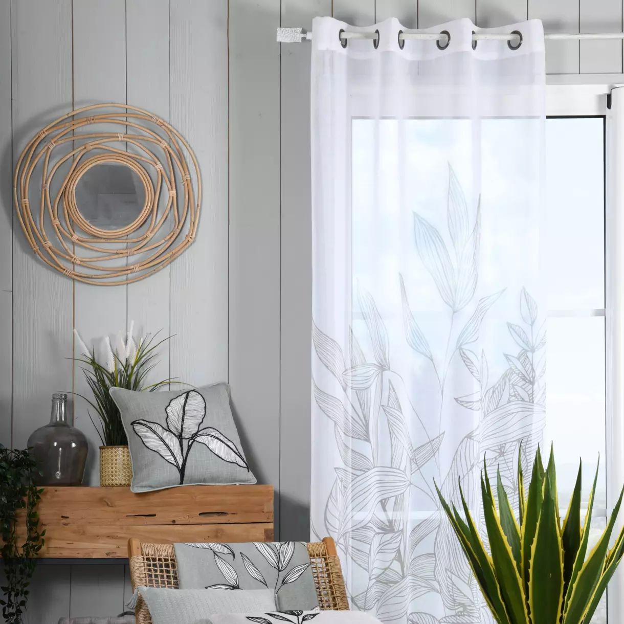 Visillo (140 x 260 cm) Japandi Gris 1