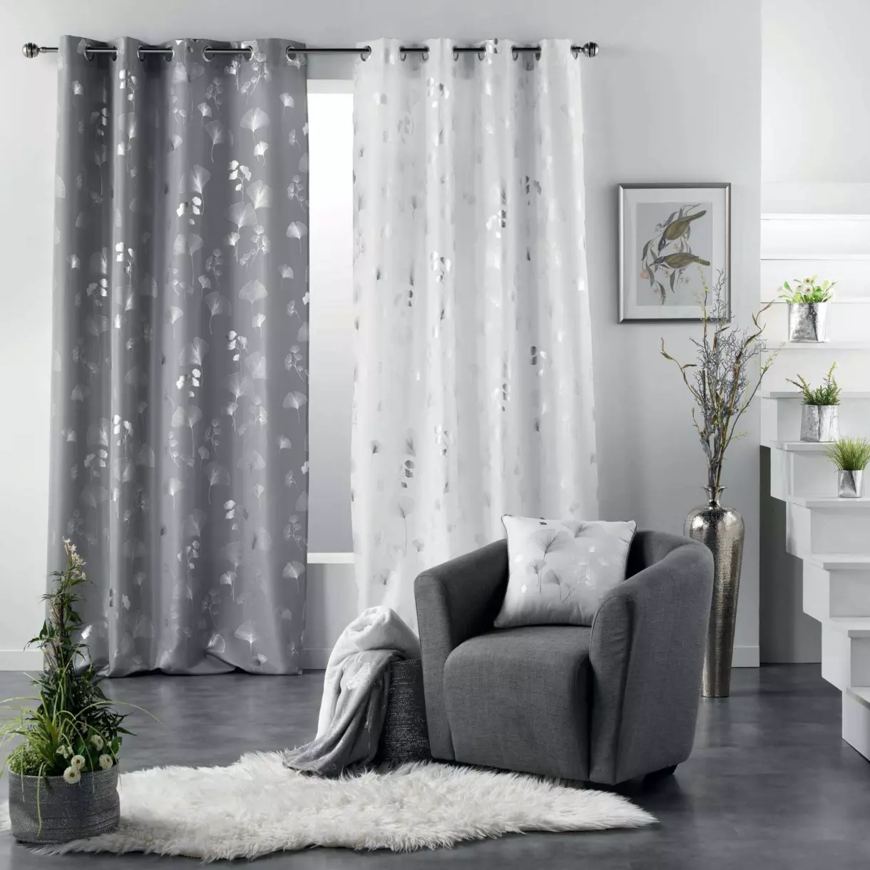 Rideau (140 x 260 cm) Bloomy Gris 1