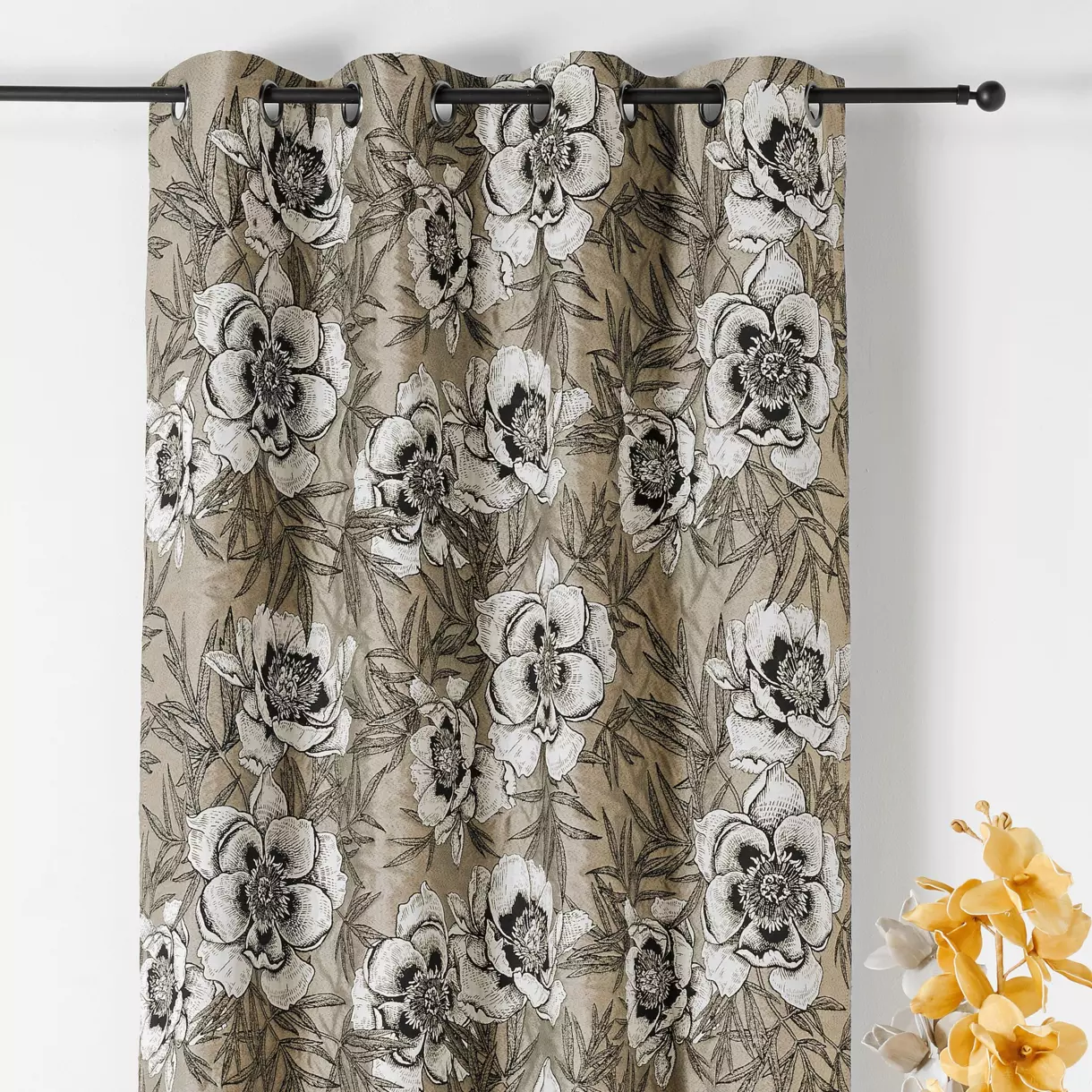 Rideau coton (140 x 260 cm) Peonia Noir