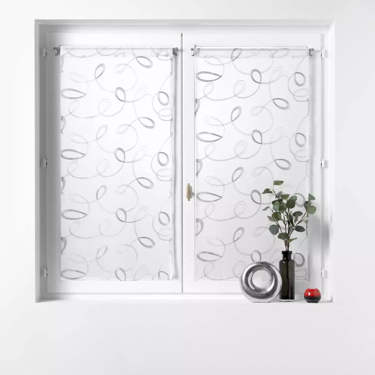 Par de visillos (60 x 120 cm) Hoops Gris 1