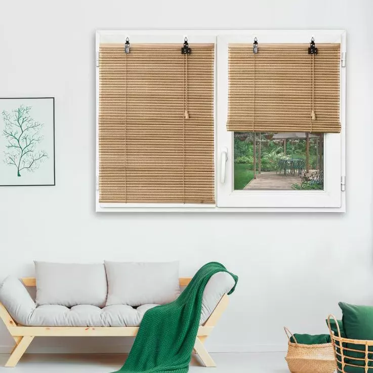 Rolgordijn Bamboestroken (90 x 180 cm) Bambou Beige
