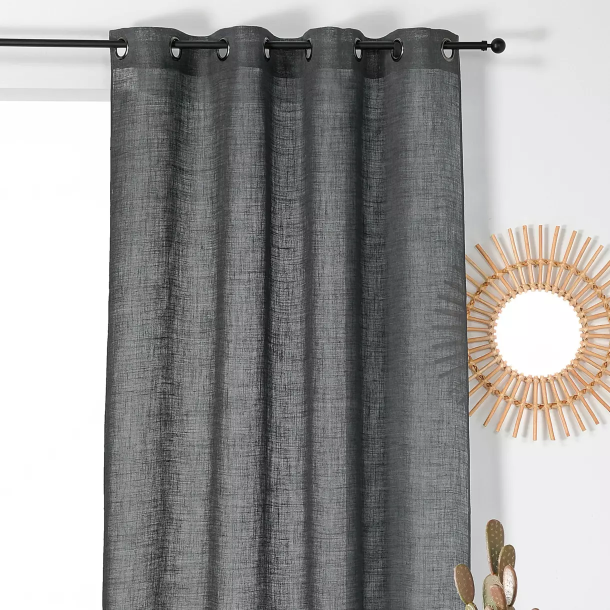 Cortina semi opaca en lino (145 x 260 cm) Lucia Gris antracita 1