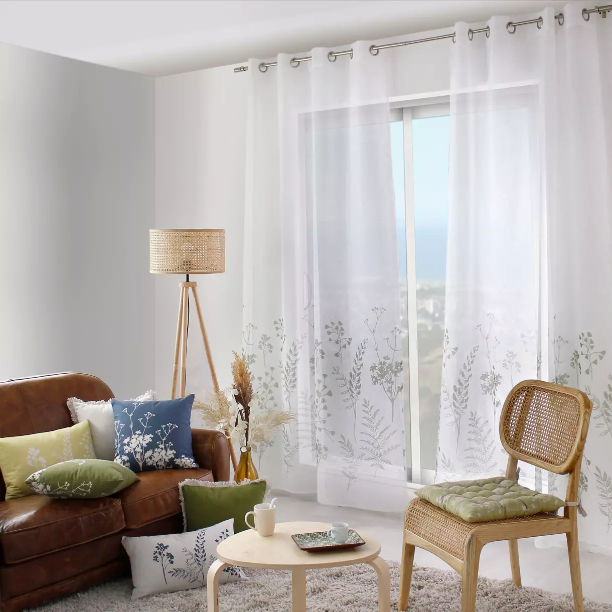 Voilage (140 x 240 cm) Herbier Vert olive 1