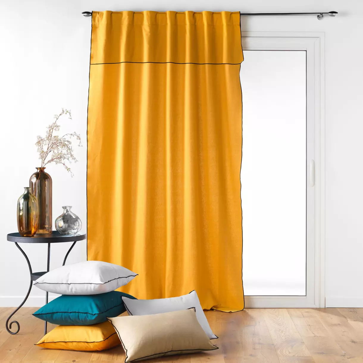 Cortina  semi-opaca algodón reciclable (140 x 240 cm) Mistraline Amarillo mostaza 1