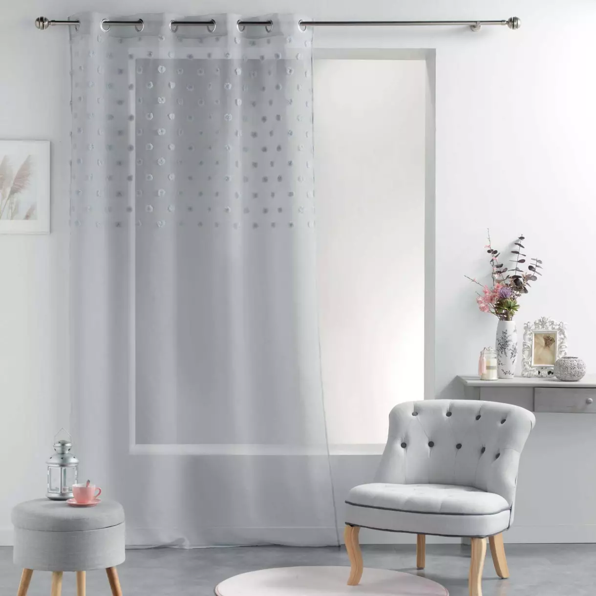 Visillo (140 x 240 cm) Melusine Gris 1