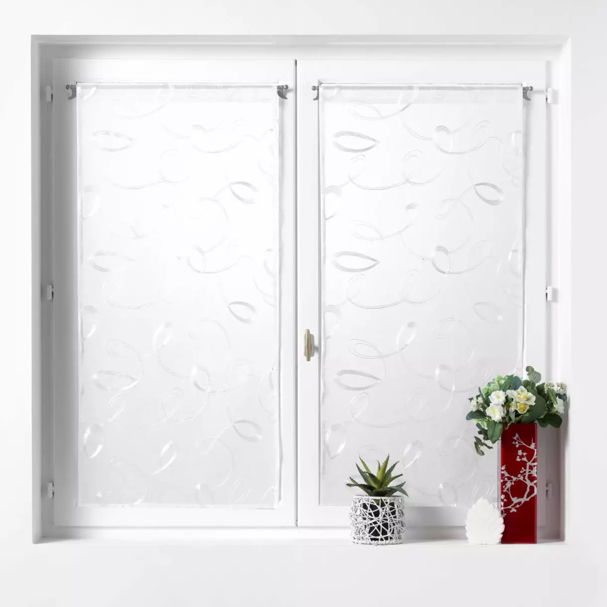 Par de visillos (60 x 160 cm) Hoops Blanco 1