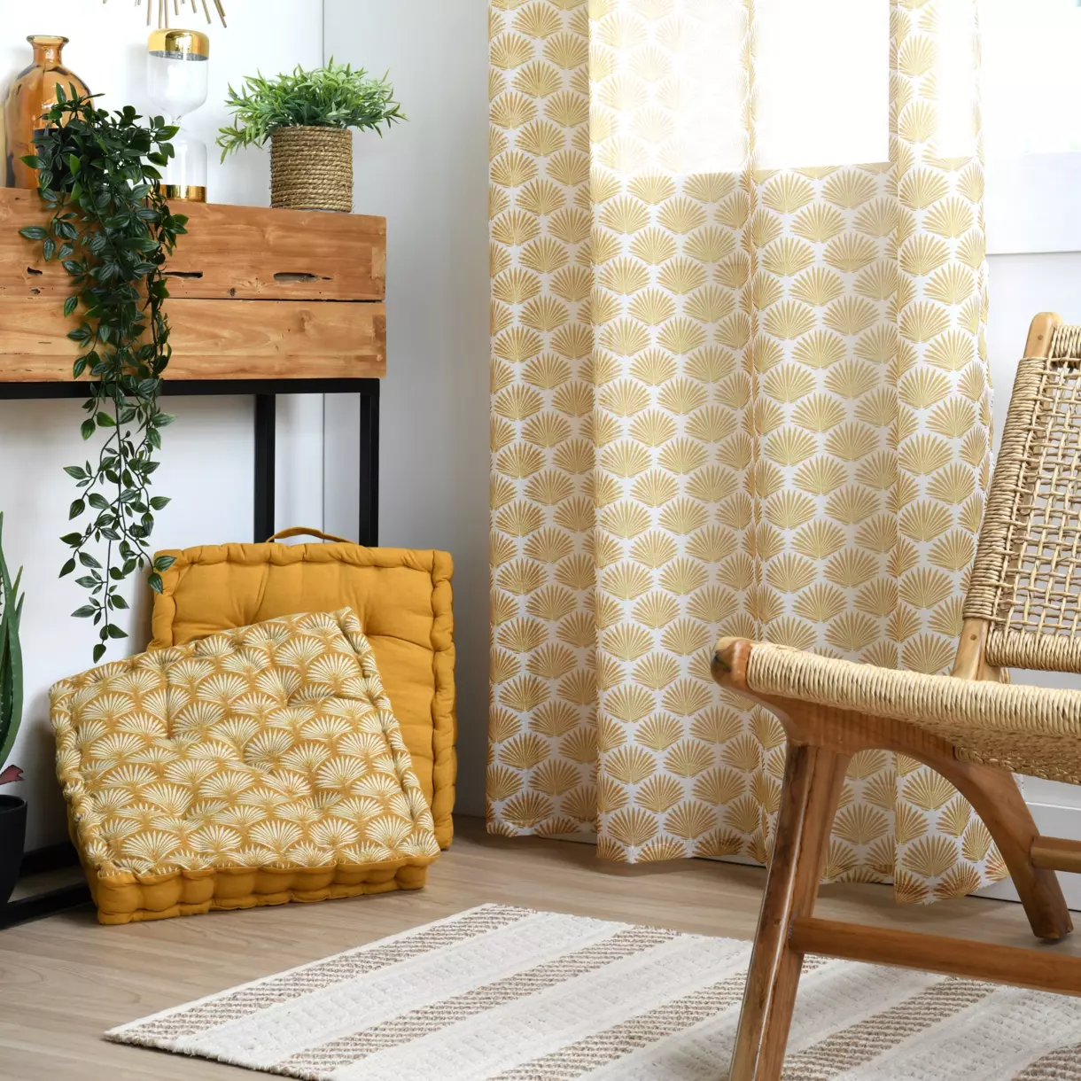 Voilage (140 x 260 cm) Greenmood Jaune moutarde 1