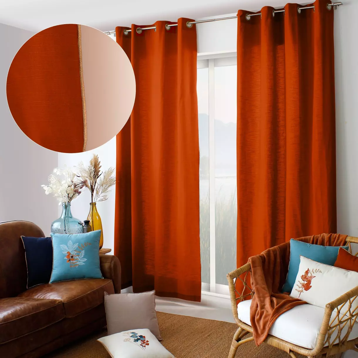 Rideau coton (140 x 240 cm) Vegetalis Cognac 1