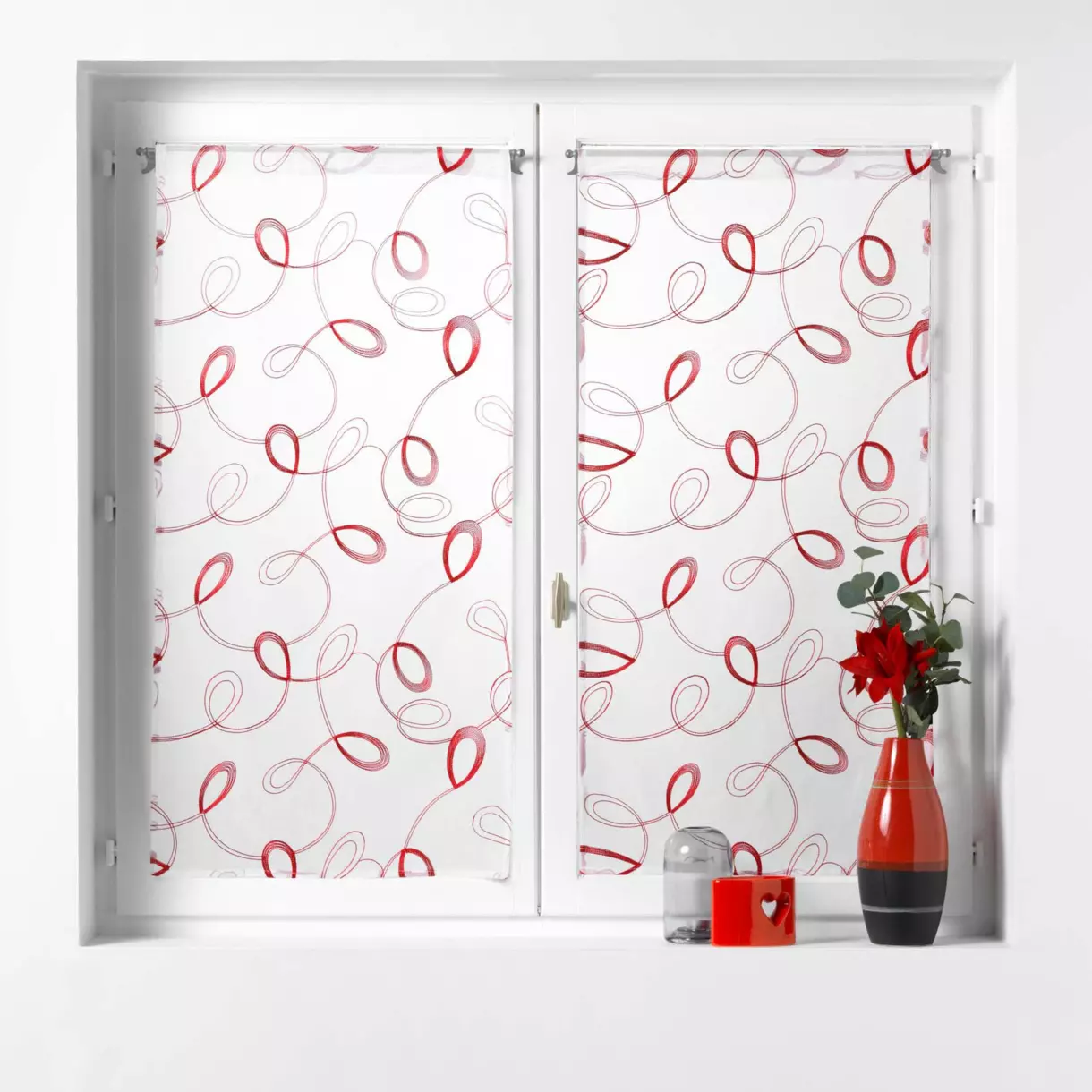 Par de visillos (60 x 160 cm) Hoops Rojo 1