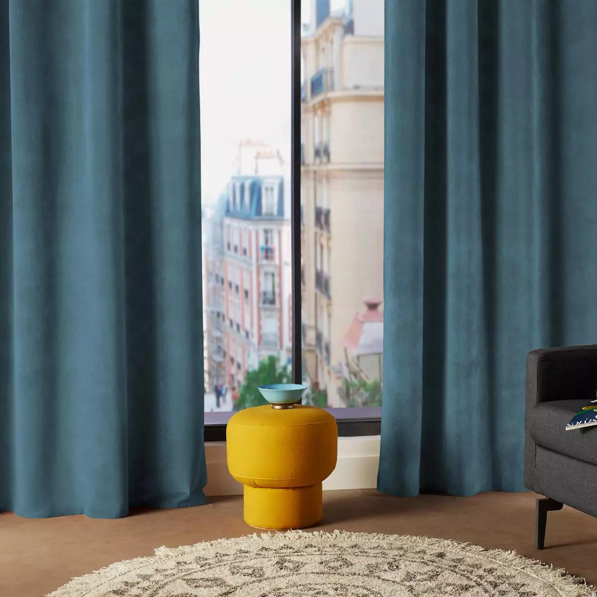 Rideau (140 x 260 cm) Lilou Bleu canard 1