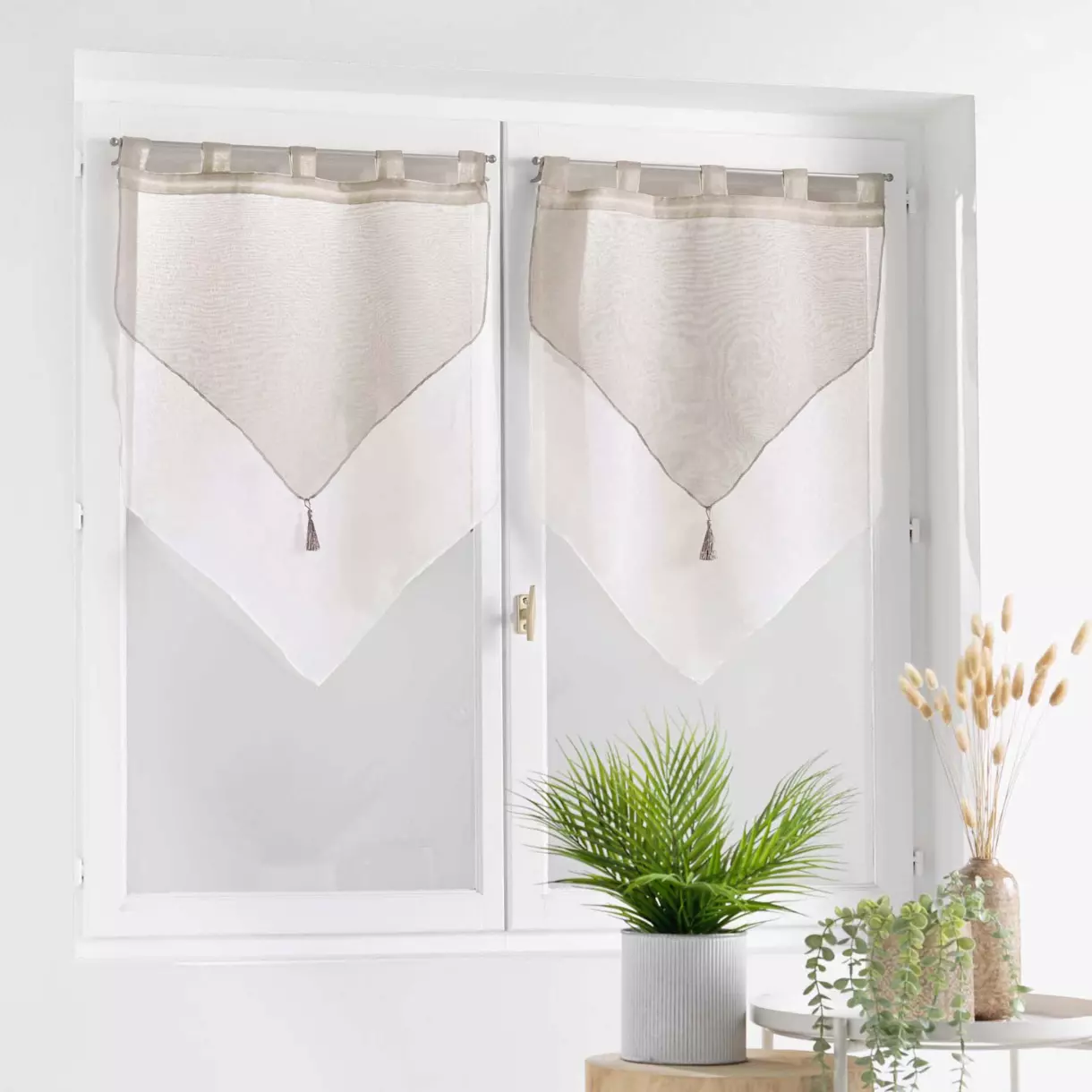Paire de voilages (60 x 160 cm) Duetto Gris et Blanc 1