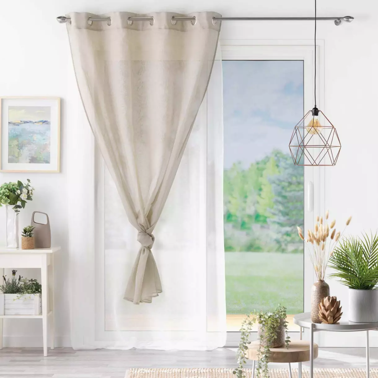 Visillo (140 x 240 cm) Duetto Gris y  Blanco 1
