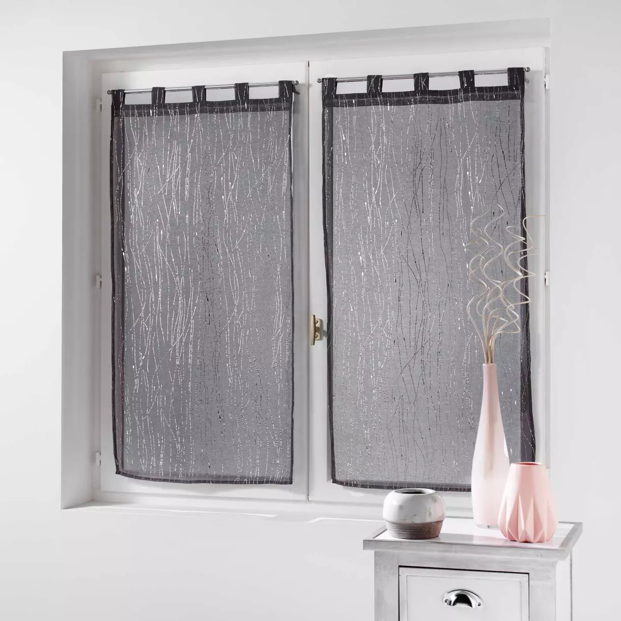 Paire de voilages (90 x 120 cm) Filiane Gris anthracite 1