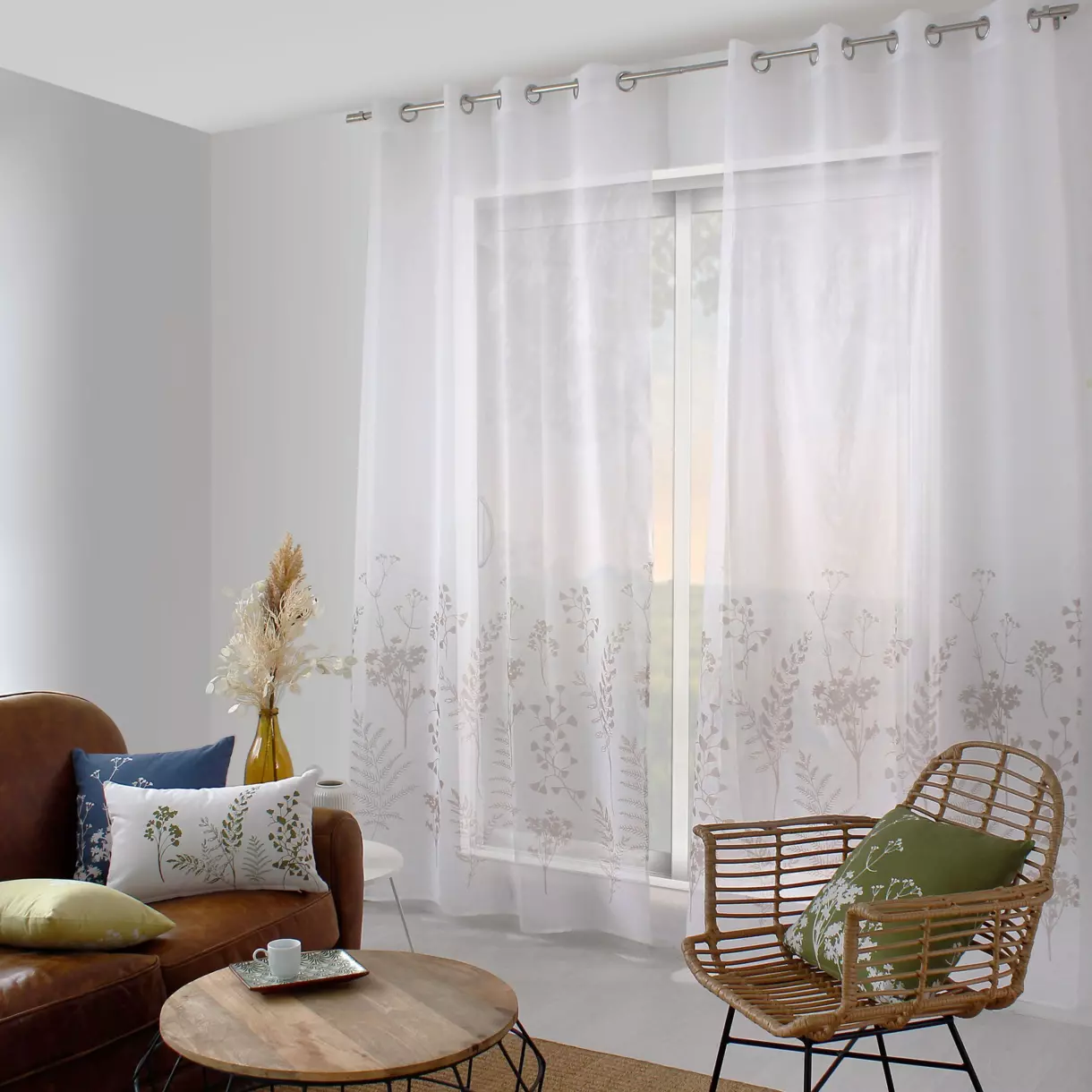 Voilage (140 x 240 cm) Herbier Blanc 1