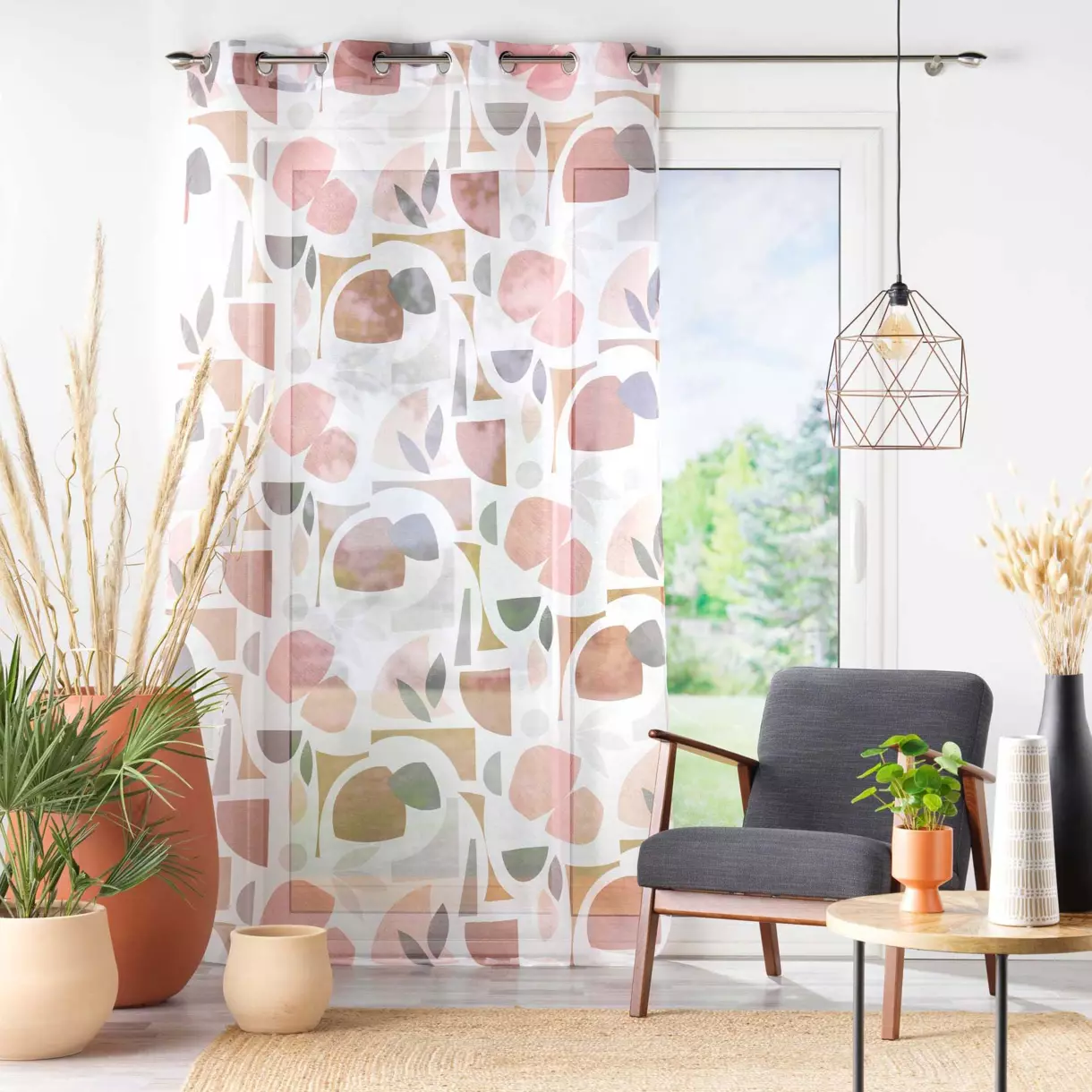 Voilage (140 x 240 cm) Madone Rose 1