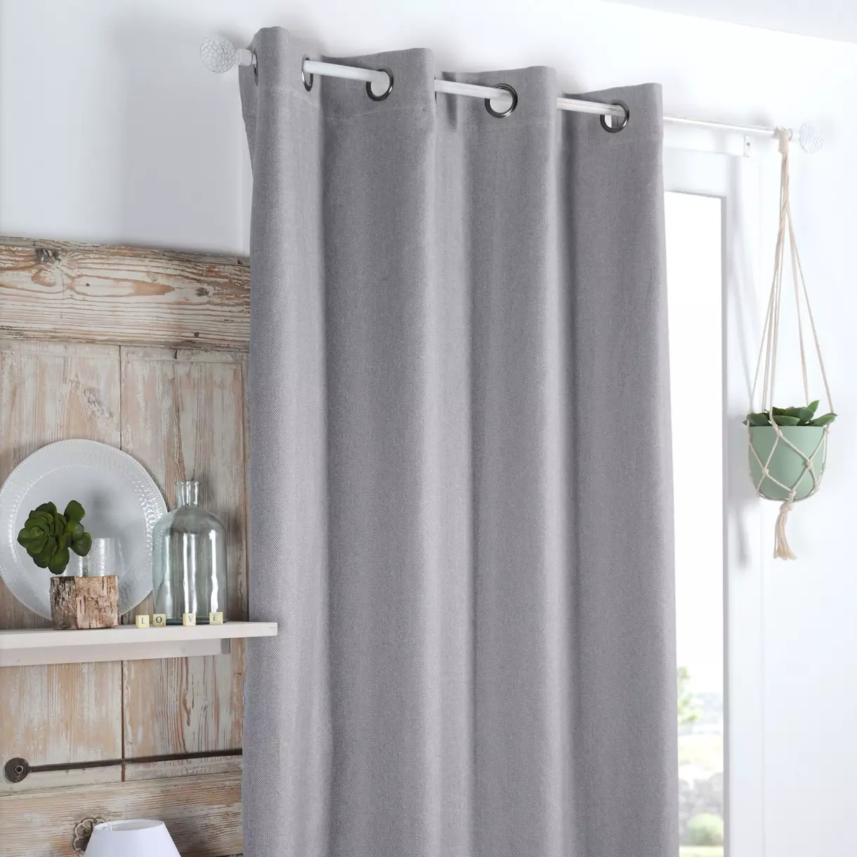 Cortina opaca ( 140 x 260 cm) Copenhague Gris perla 1