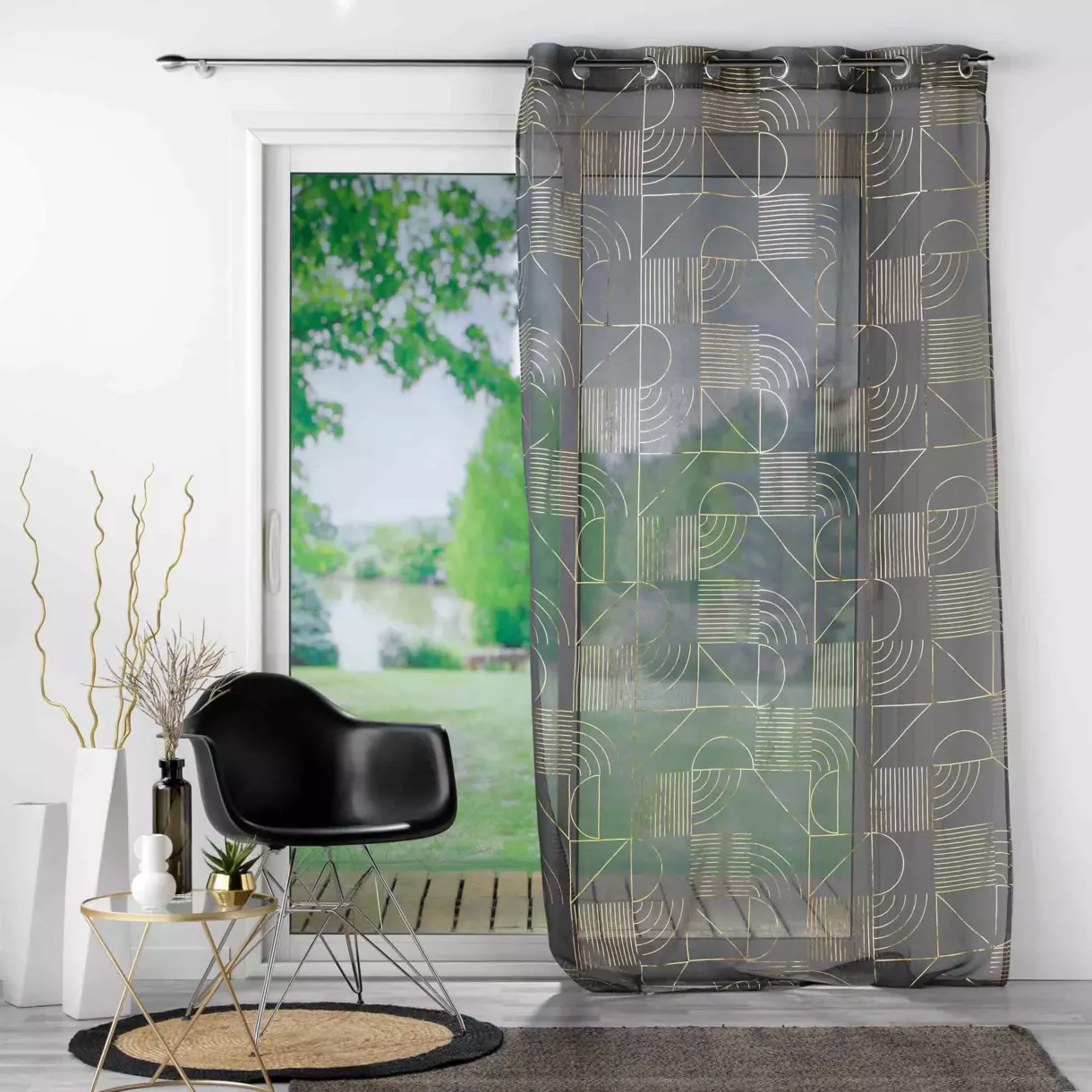Visillo (140 x 240 cm) Lineor Gris antracita 1