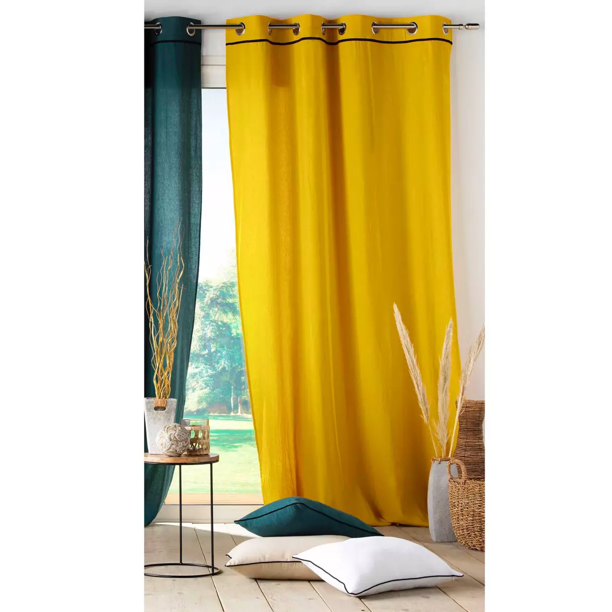 Rideau coton lavé (135 x 240 cm) Linette Jaune 1