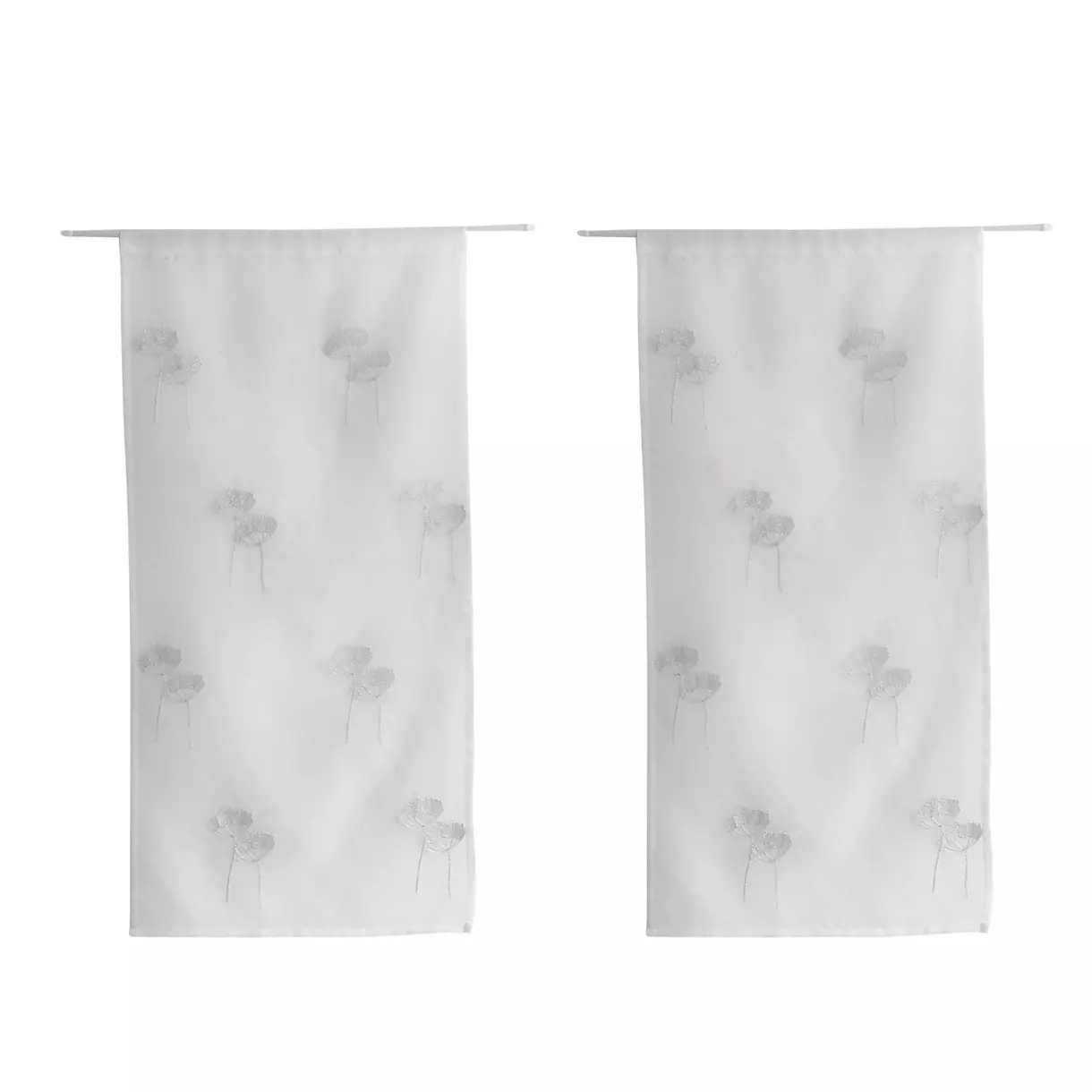 Paire de voilages brodés (60 x 120 cm) Cosmos Blanc 1
