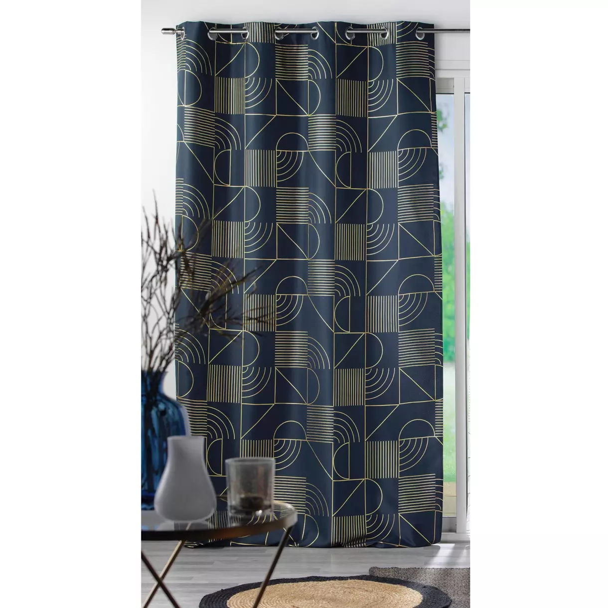 Cortina  semi-opaca(140 x 280 cm) Lineor Azul marino 1