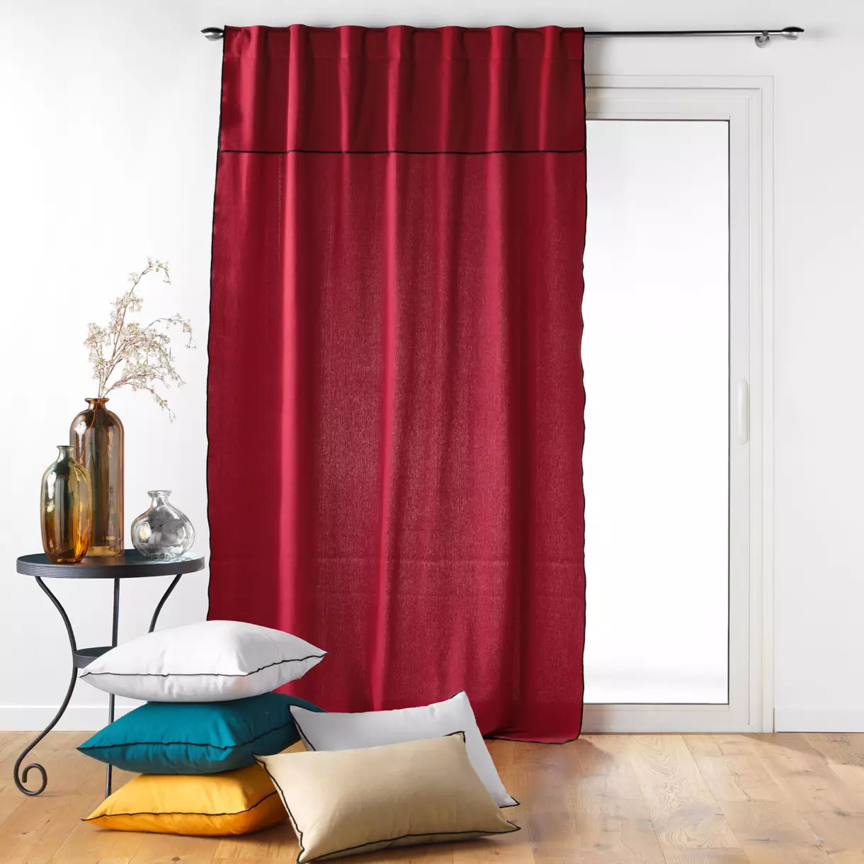 Cortina  semi-opaca algodón reciclable (140 x 240 cm) Mistraline Burdeos 1