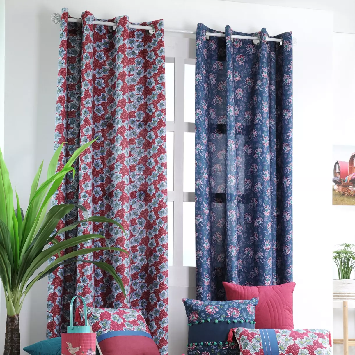 Cortina semi opaca (135 x 260 cm) Bohochic Azul 1