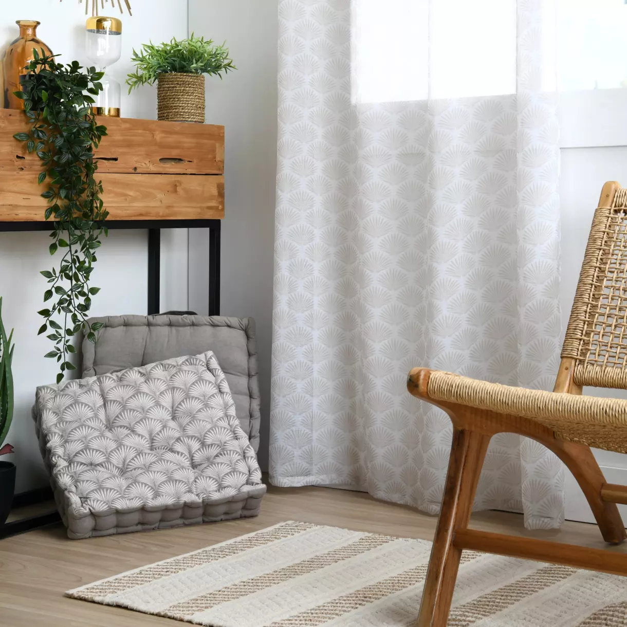 Voilage (140 x 260 cm) Greenmood Beige 1