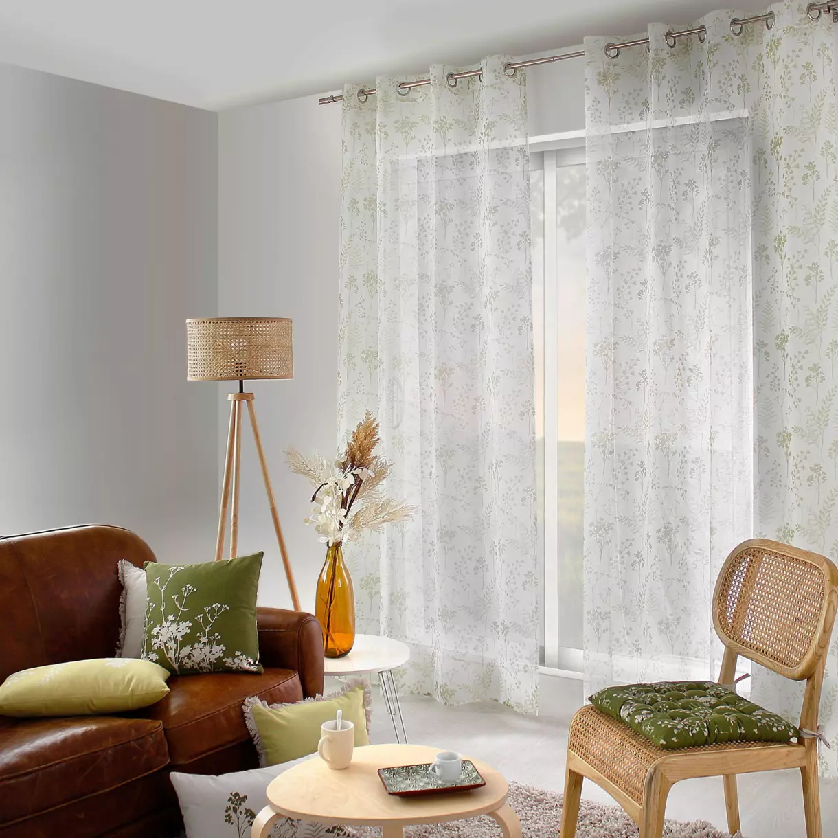 Voilage (140 x 240 cm) Herbier Vert tilleul 1