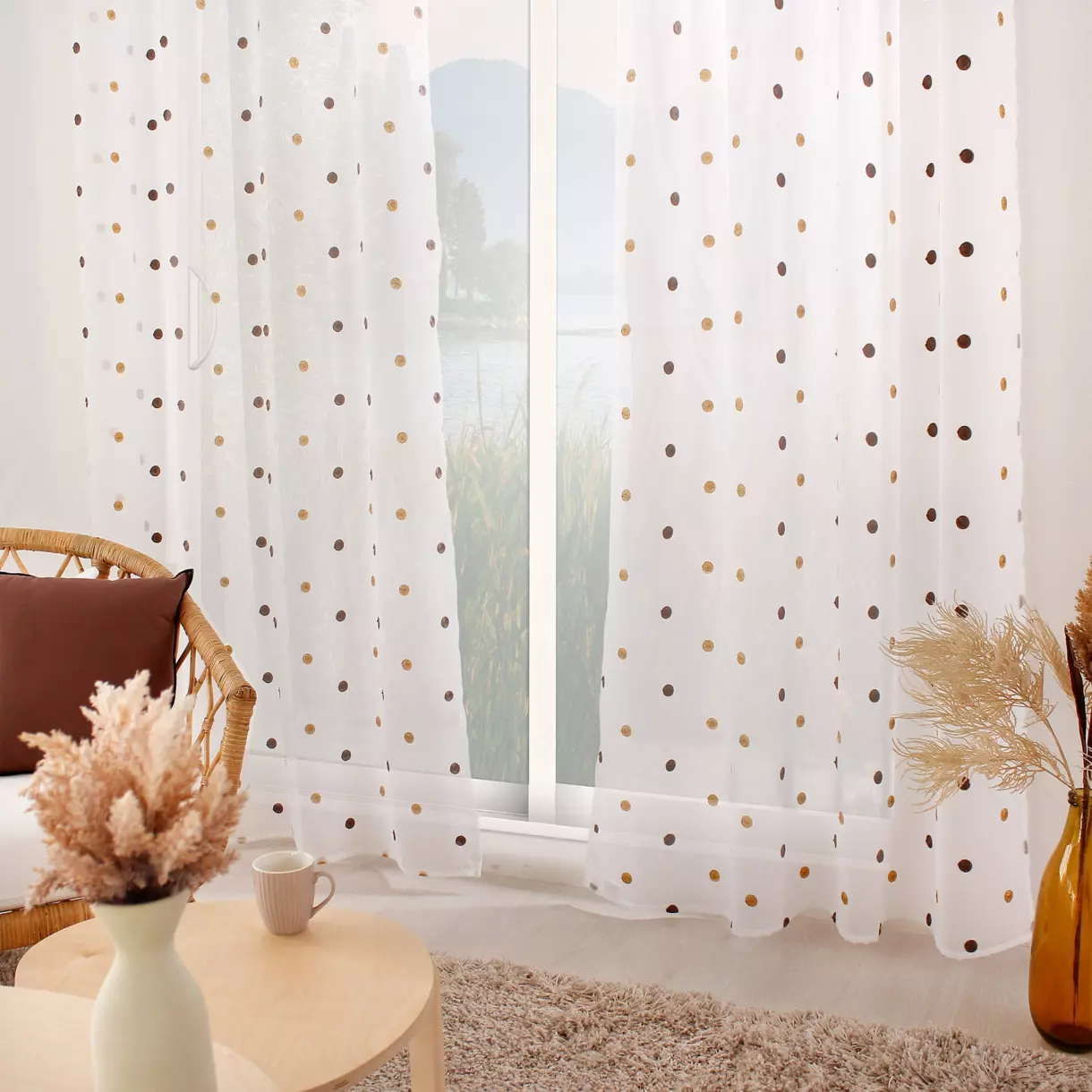 Voilage (140 x 240 cm) Smarties Marron vison 1