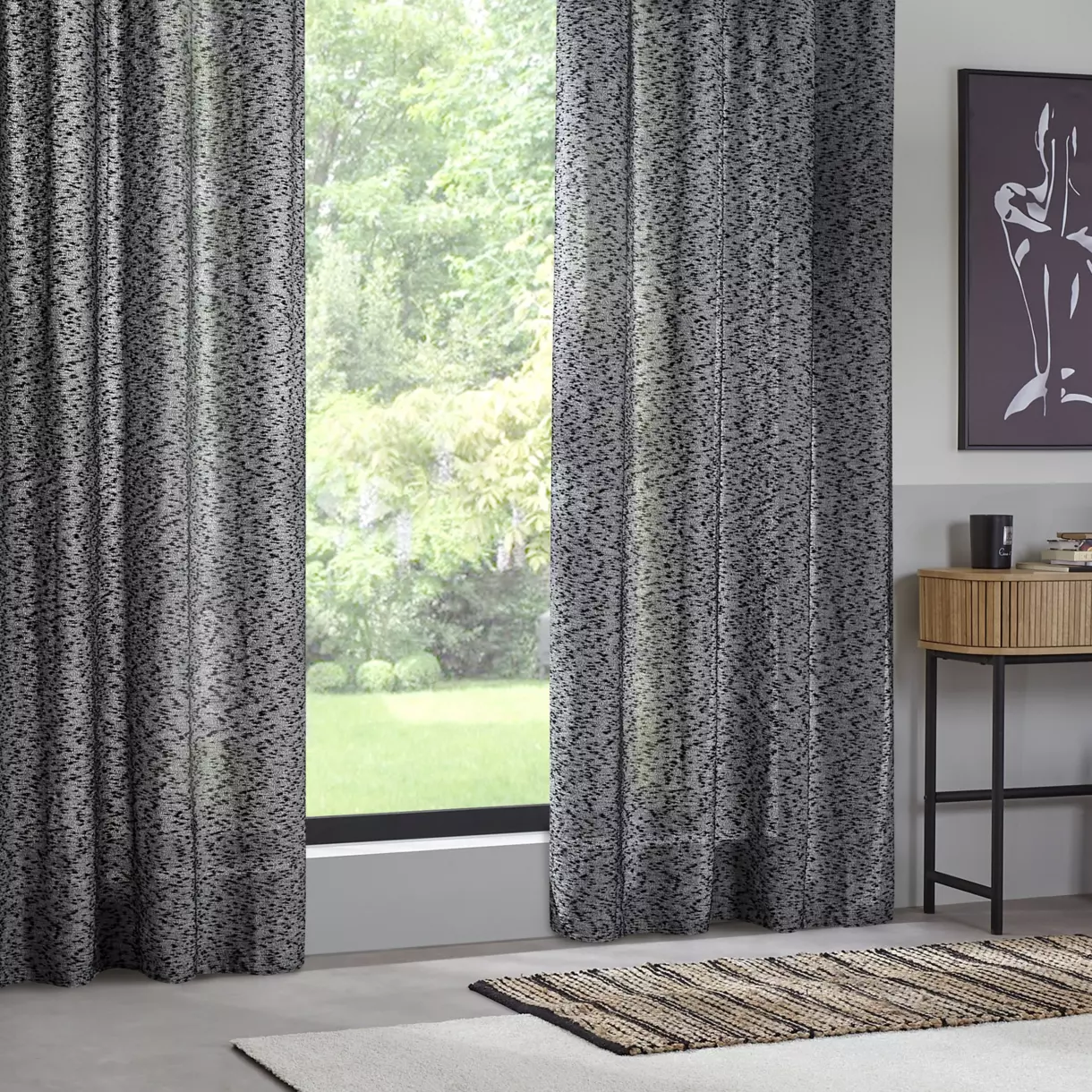 Cortina semi opaca (140 X 260 cm) Aska Negro 1