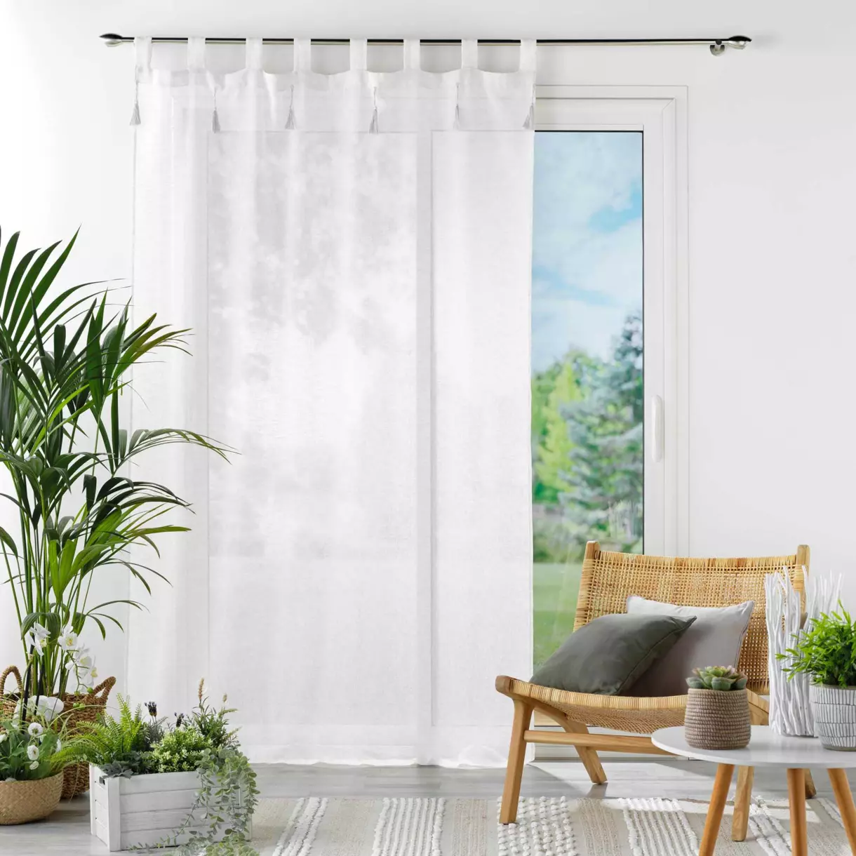 Visillo con trabillas (140 x 240 cm) Dalila  Blanco 1