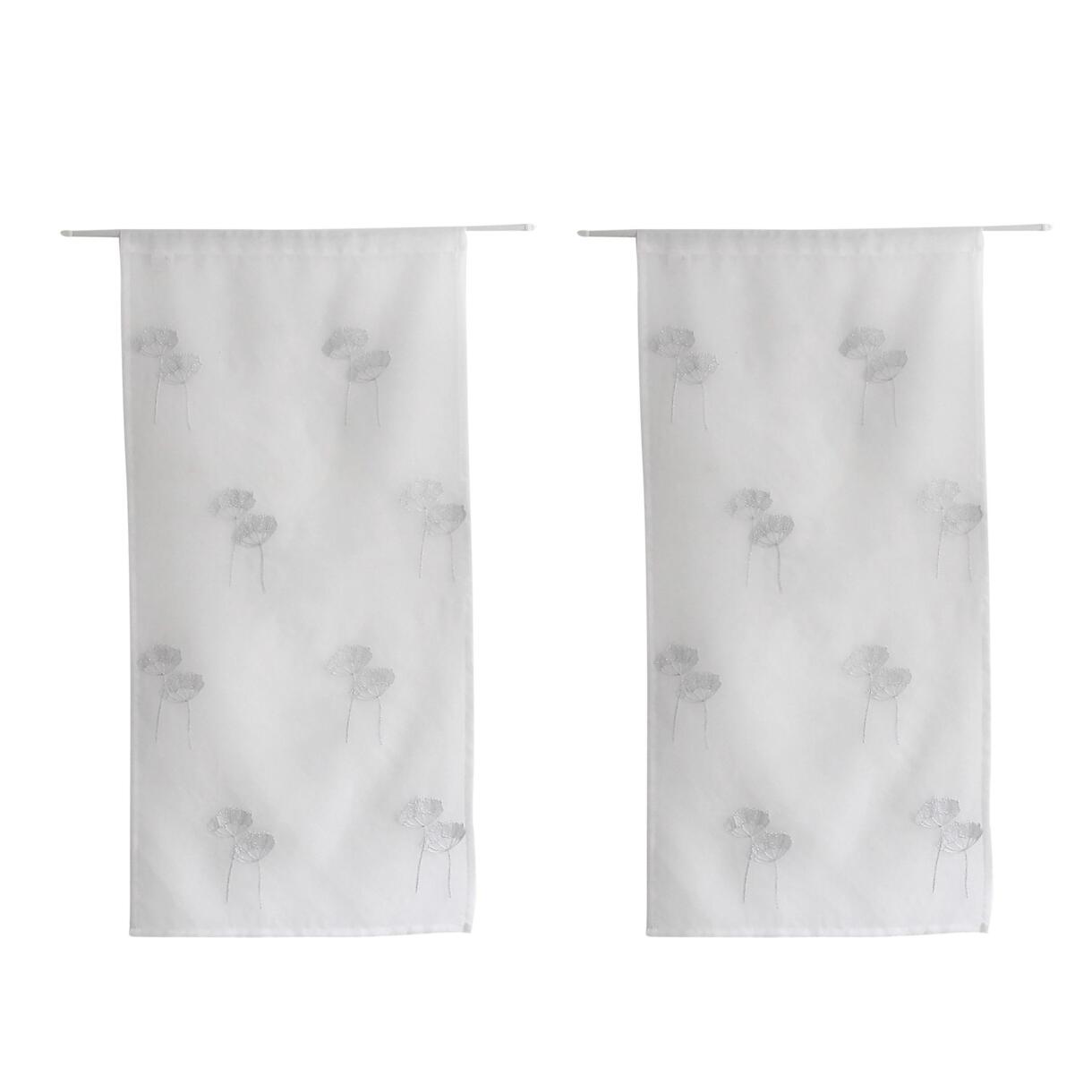 Coppia di tende trasparenti ricamate (60 x 90 cm) Cosmos Bianco 1