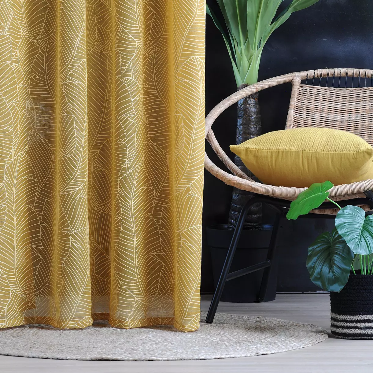 Voilage (140 x 260 cm) Canopi Jaune moutarde 1