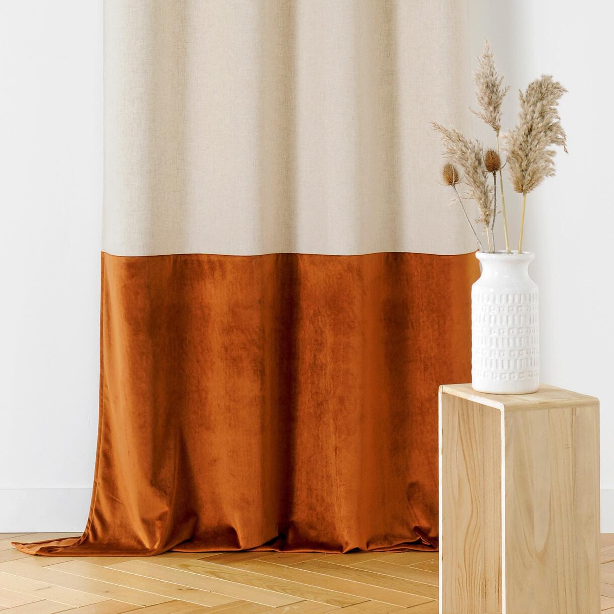 Vorhang aus Leinen (135 x 280 cm) Duolin Orange