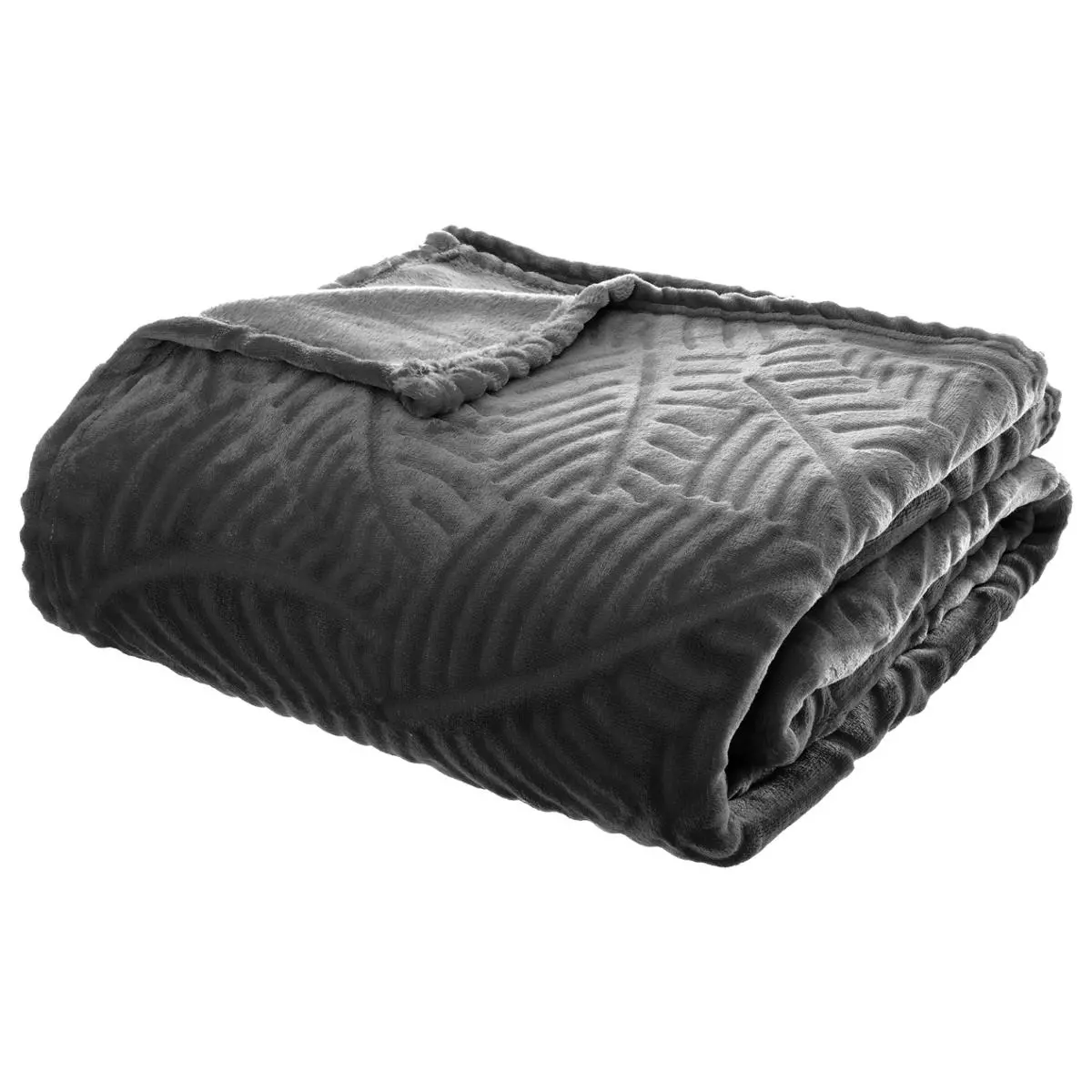 Plaid doux (240 cm) 3D Feuille Gris 1