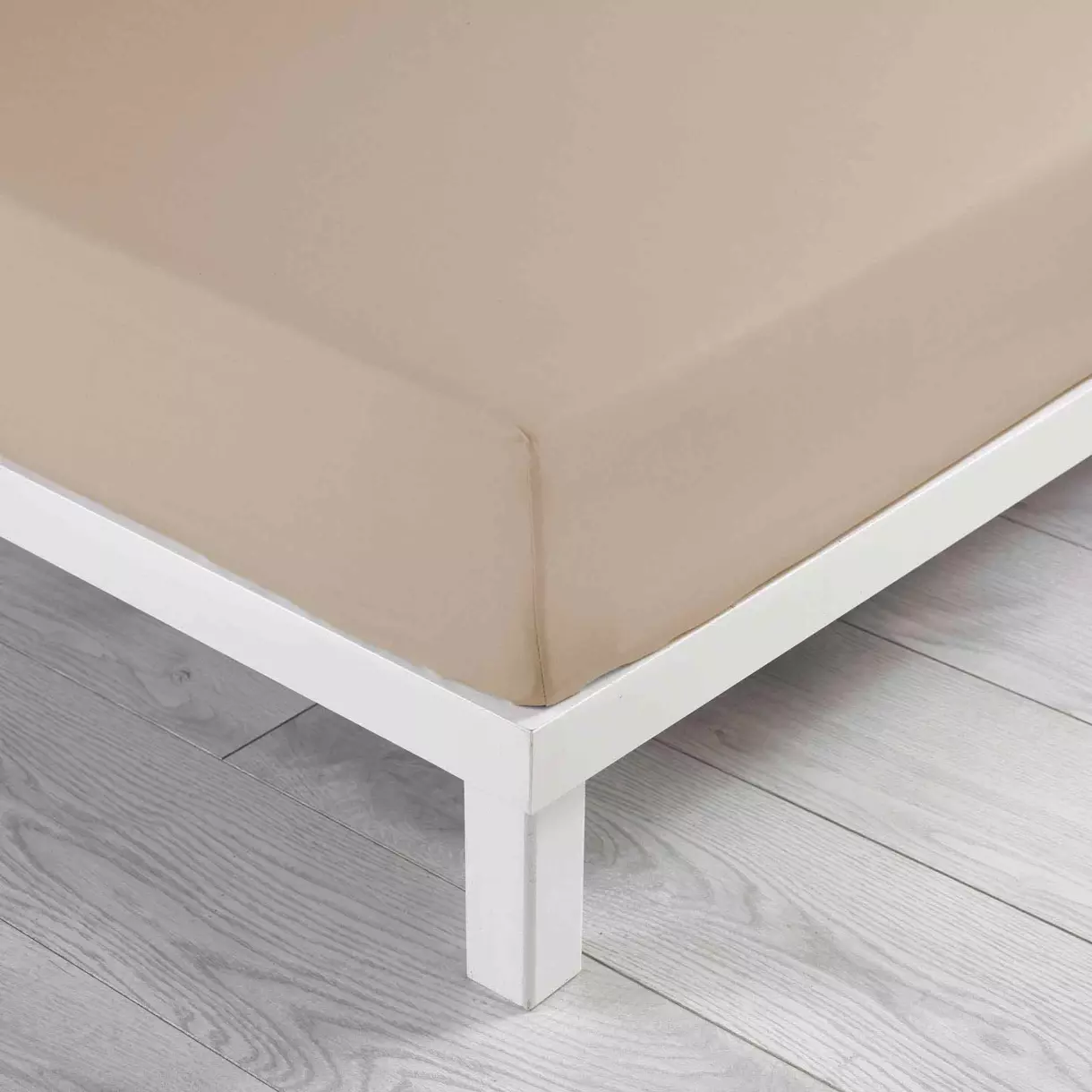 Drap housse coton lavé (160 cm) Linette Beige 1