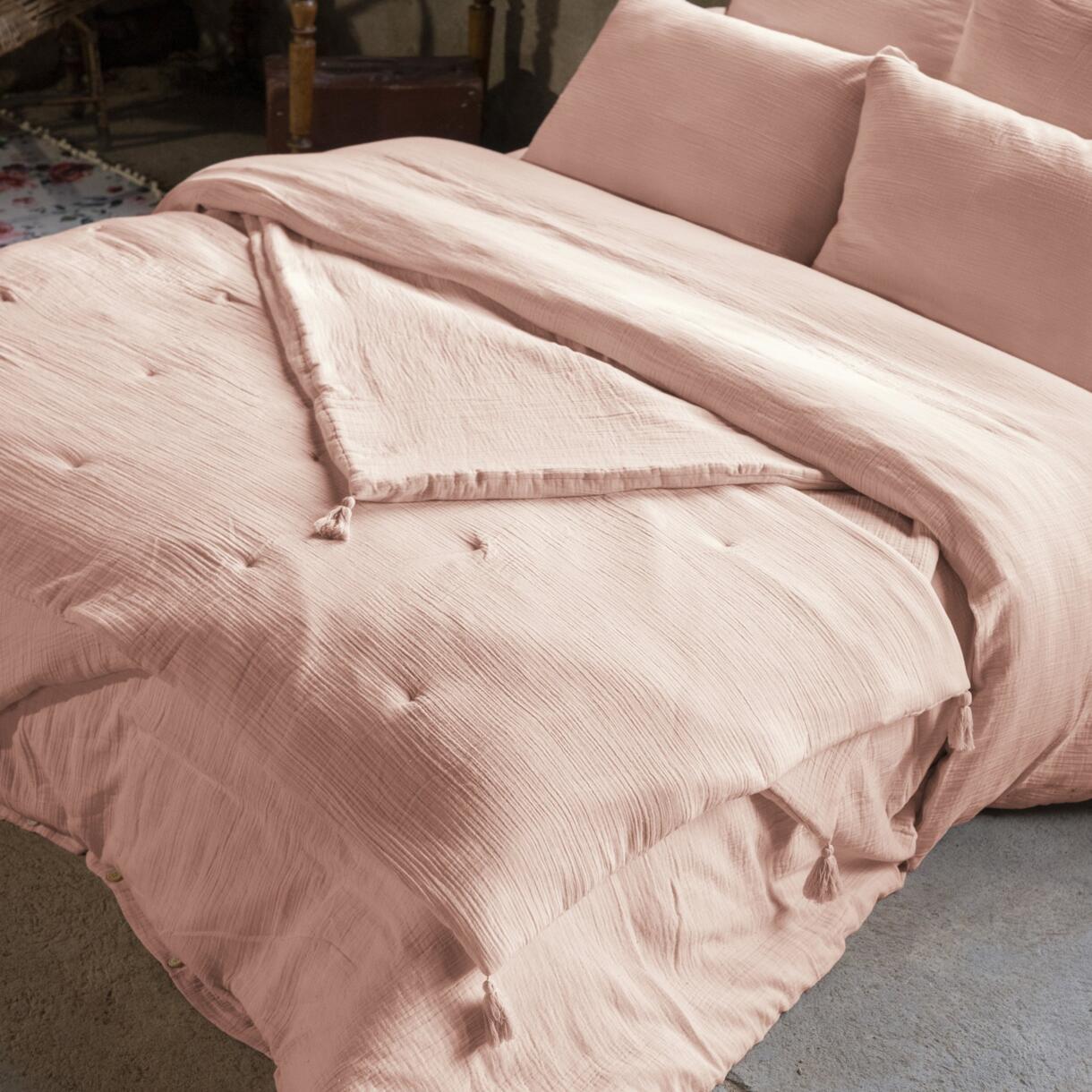 Runner letto garza di cotone (90 x 200 cm) Gaïa Rosa cipria 1