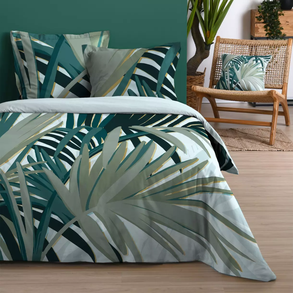 Funda Nórdica y dos fundas para almohada algodón (240 cm) Malanga Verde 1