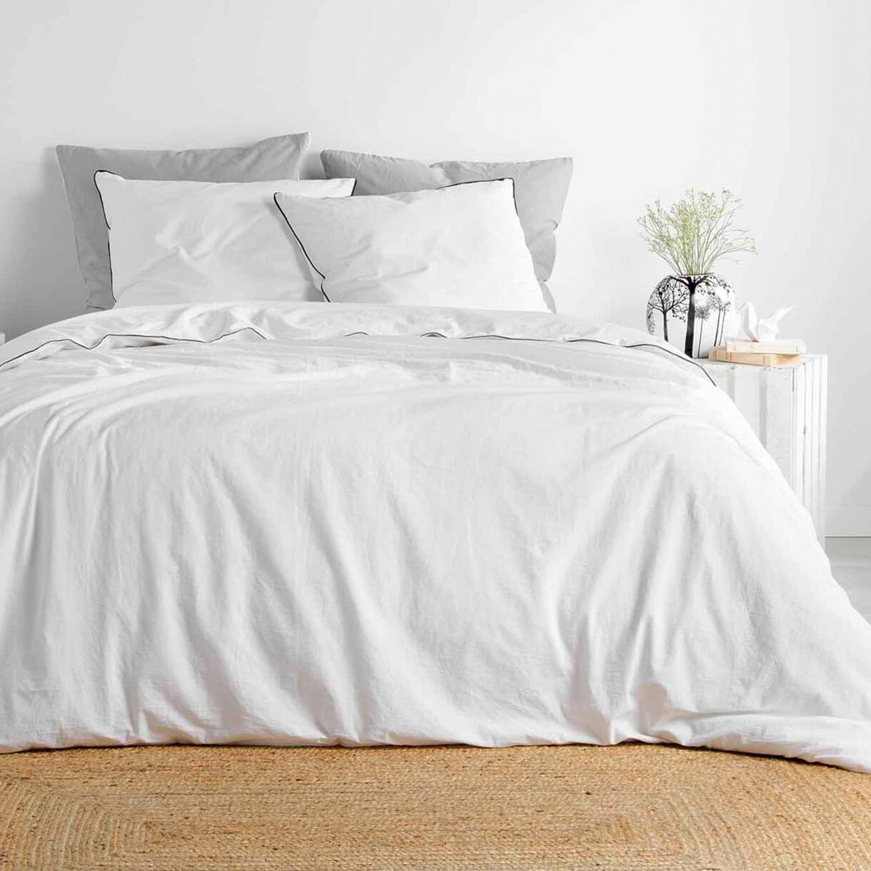 Bettwäsche aus gewaschener Baumwolle (240 cm) Linette Weiß 1