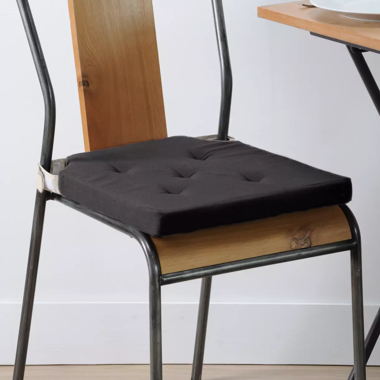 Galette de chaise scratch carrée Duo Noire
