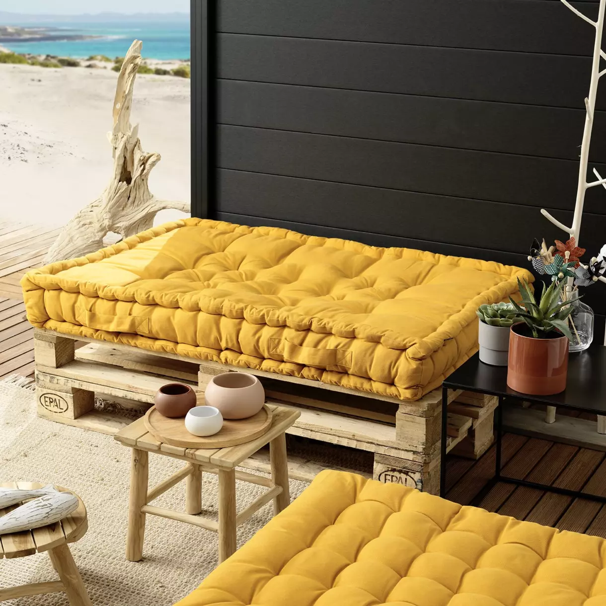 Matelas palette (L120 cm) Pixel Jaune moutarde 1