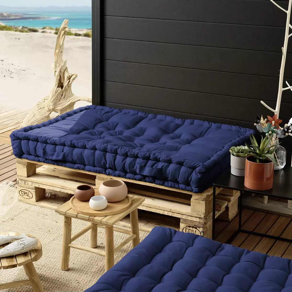 Matelas palette (L120 cm) Pixel Bleu marine 1